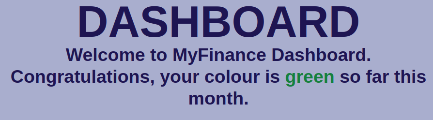 MyFinance greeting message and header