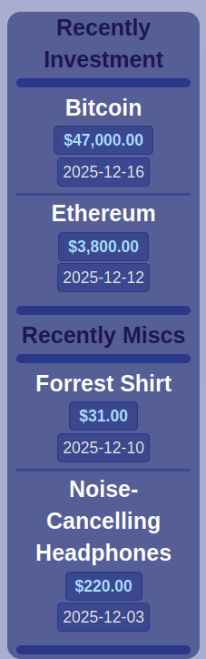 MyFinance recently invesated and miscs container